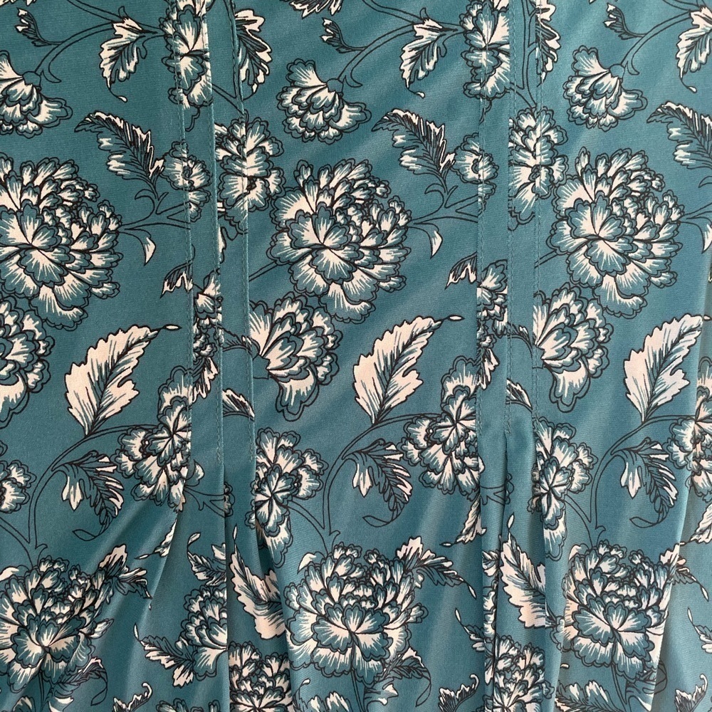 Banana Republic Teal Floral Long Sleeve Top, M - Picture 7 of 9